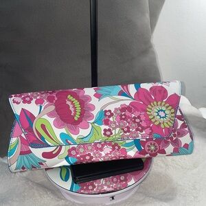 NWT Pink and Blue Trina Turk Printed Floral Printed Clutch Bag